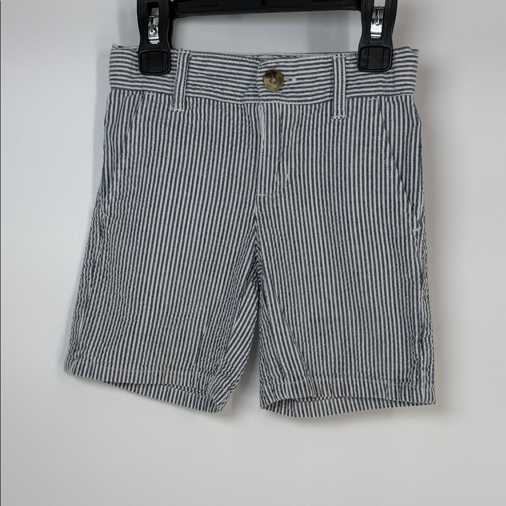 Janie and Jack Navy/Gray Seersucker Striped Shorts - 2T
